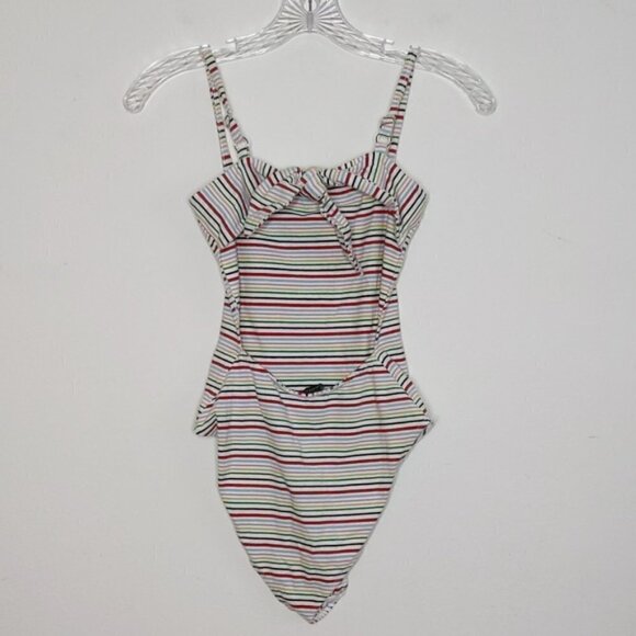 Forever 21 Rainbow Stripe Open Back Bodysuit Tank Top Shirt - Picture 3 of 3